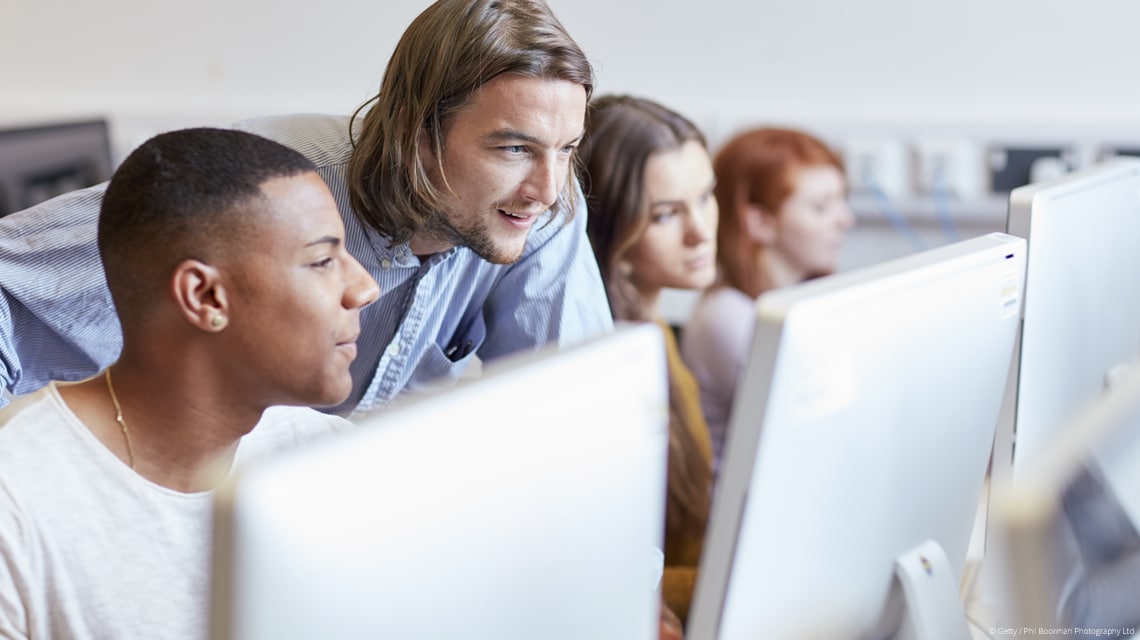 Students using computers
